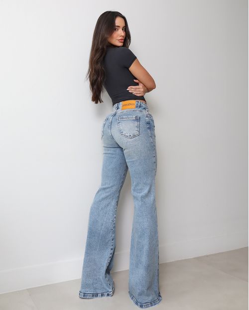 Calça Jeans Maxi Flare Feminina 25105 Sujinha Clara