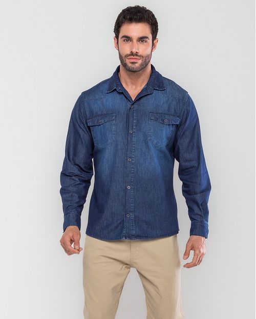 Camisa Jeans Masculina 24697 Escura